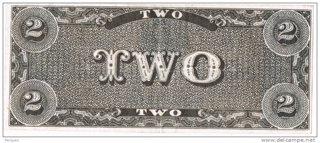 Billete Replica Of SPAIN,  2 Dolars 1864. Confederate States Of America - Devise De La Confédération (1861-1864)