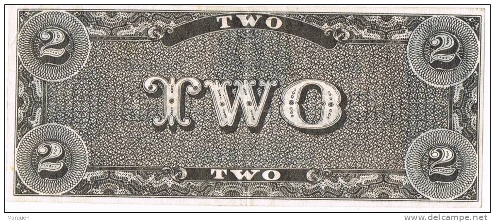 Billete Replica Of SPAIN,  2 Dolars 1864. Confederate States Of America - Confederate Currency (1861-1864)