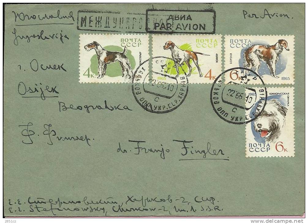 Airmail , DOGS, 1965., SSSR, Letter - Briefe U. Dokumente
