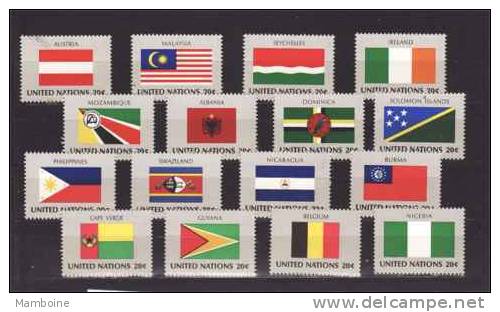 ONU Flag.drapeau 1982 N°  365 / 380  Neuf X X Serie Compl.16 Valeurs - Neufs