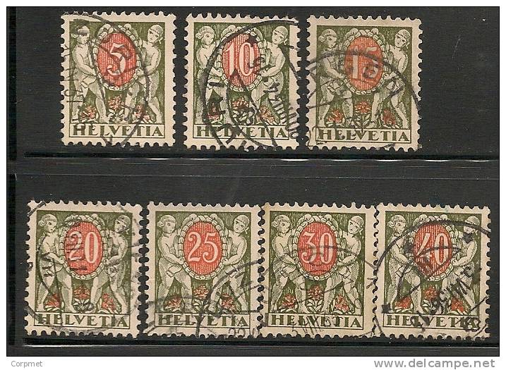 SWITZERLAND - TIMBRES TAXE  - 1924-26  Yvert # 55/61  - USED - (#56 One Short Perf) - Strafportzegels