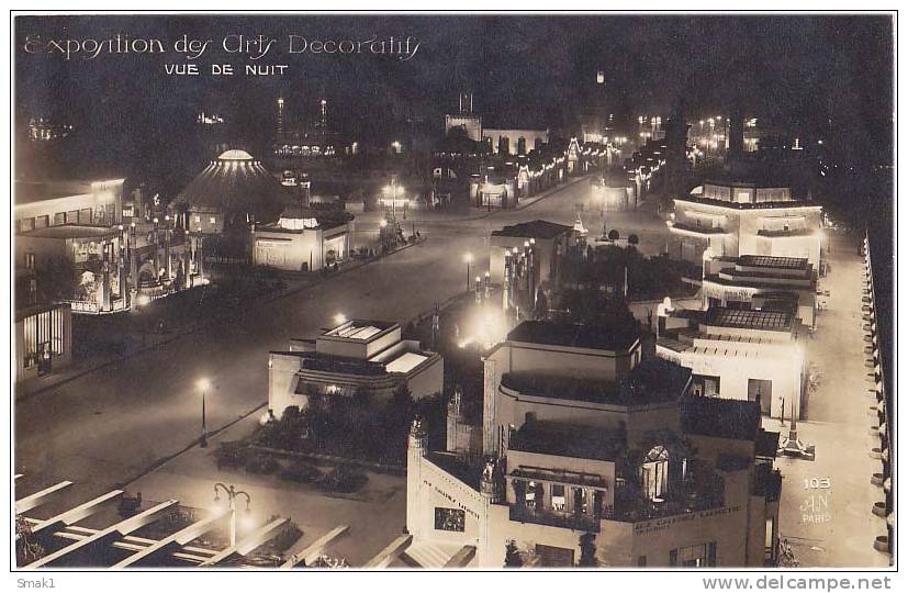 EXHIBITIONS FRANCE  EXPOSITION DES ARTS DECORATIFS VUE DE NUIT OLD POSTCARD FOTOGRAFIE - Exhibitions