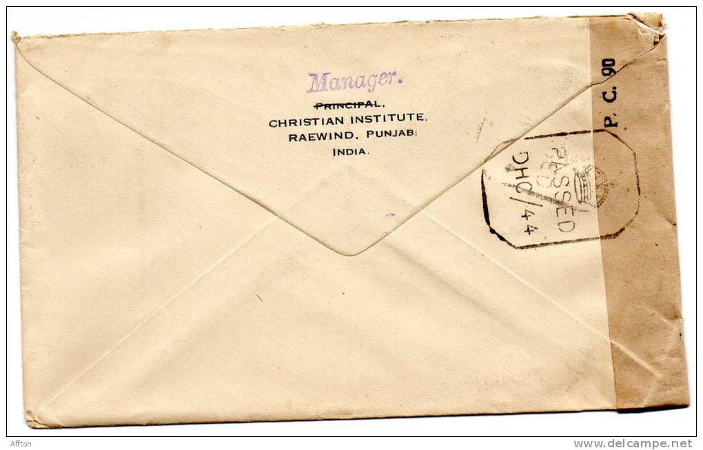 India Old Cover To USA Via Bombay First American Mail SS 1944 - 1936-47 Koning George VI