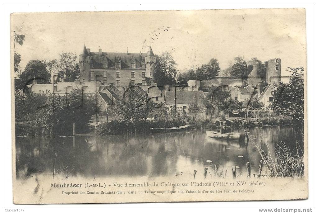 Montrésor (37)  : Partie De Barque Et Vue Générale Sur Le Bourg En1908 (animée). - Montrésor