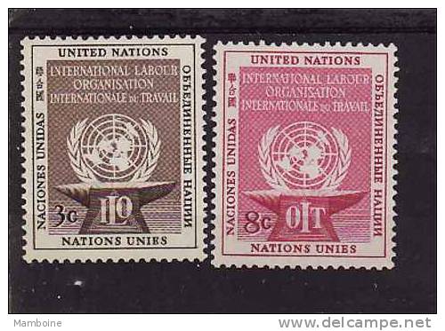 ONU ~ 1954  N° 27 . 28   Neuf X Paire (trace De Charn.) - Unused Stamps