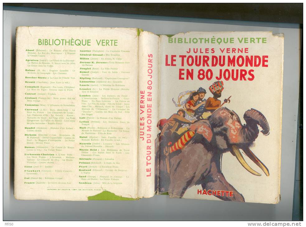 LE TOUR DU MONDE EN 80 JOURS Jules Verne Illustré Par Albert Brenet Bibliothèque Verte Hachette 1950 - Bibliotheque Verte