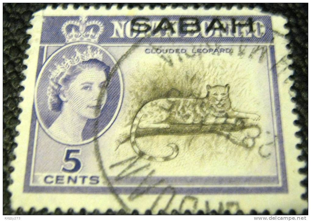 Sabah 1964 North Borneo Stamp Overprinted Clouded Leopard 5c - Used - Sabah