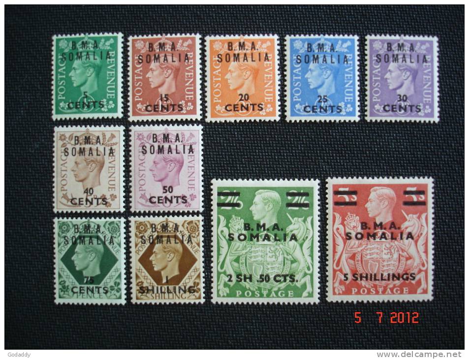 Brit. Occupation Of Italian Colonies 1948  Somalia Set Of 11 SGS10 To S20 MH See Notes - Somalie