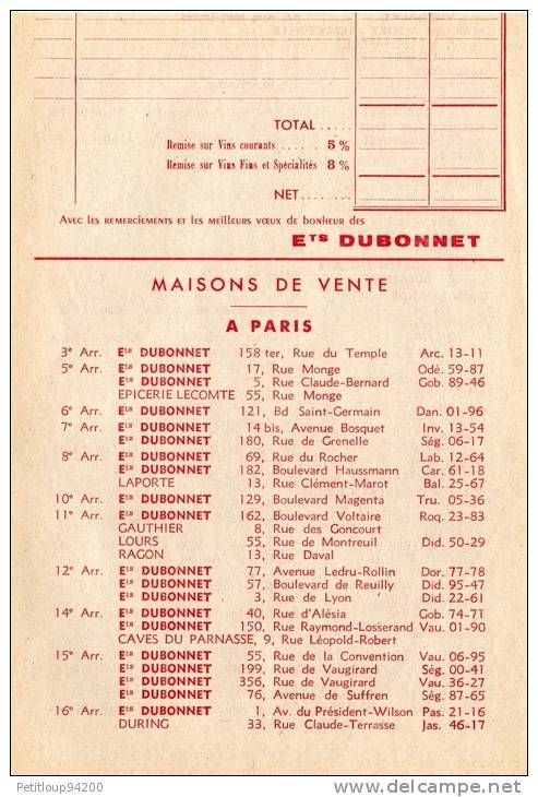 DOCUMENTS COMMERCIAUX DUBONNET *Affichette *Bon De Commande *Enveloppe Commande. 357 - Alimentaire