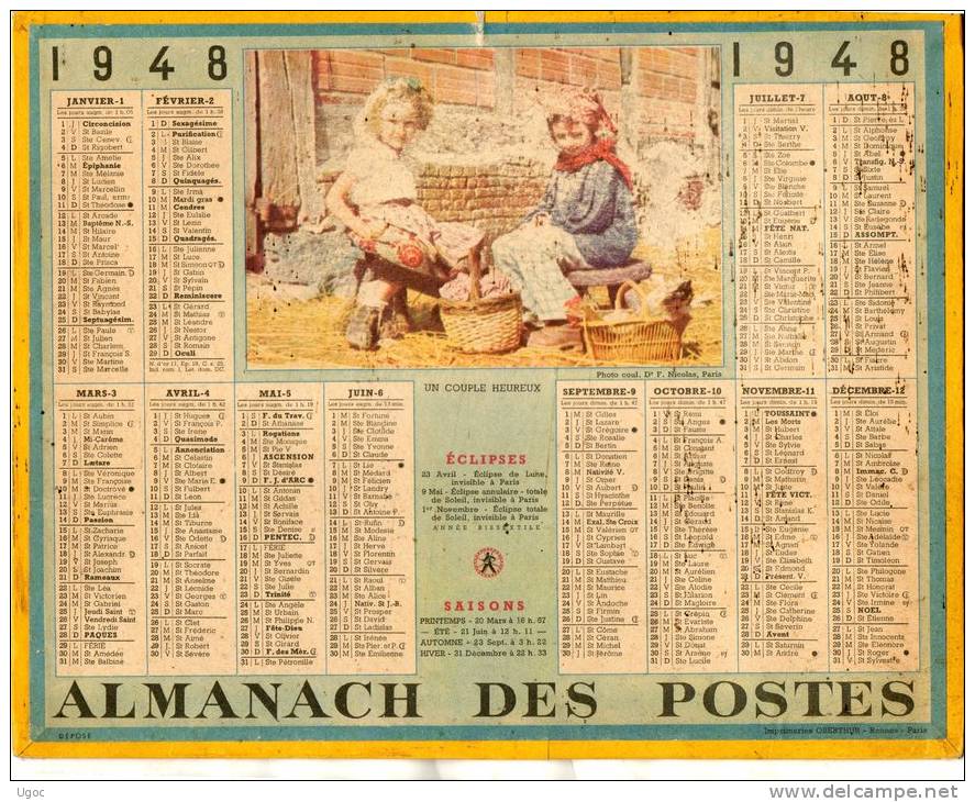 - CALENDRIER 1948 - 438 - Grossformat : 1941-60