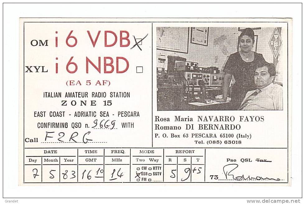 CARTE RADIO QSL - ITALIE - ITALIA - PESCARA - 1983. - Radio-amateur