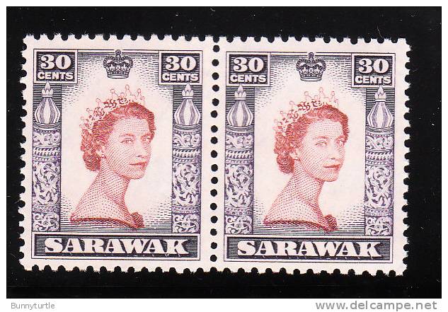 Sarawak 1955-57 QE II 30c Block Of 2 MNH - Sarawak (...-1963)