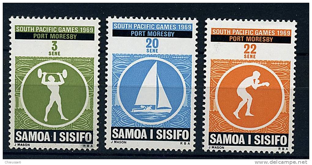Samoa ** N° 251 à 253 - Jeux Sportifs Du Pacifique-Sud (haltérophilie, Voile, Boxe) - Samoa