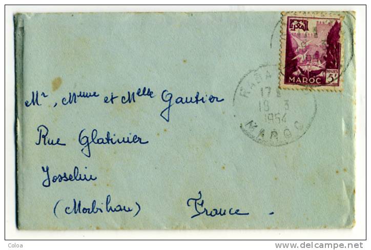 Lettre Maroc Avec Timbre 1954 - Maroc (1956-...)