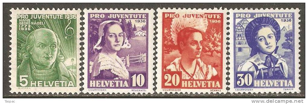 Switzerland 1936 Mi# 306-309 ** MNH - Neufs