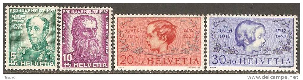 Switzerland 1937 Mi# 314-317 ** MNH - Ungebraucht