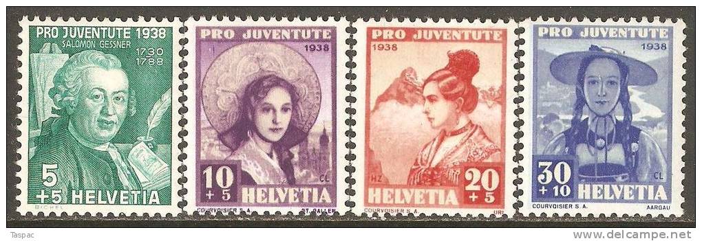 Switzerland 1938 Mi# 331-334 ** MNH - Nuovi