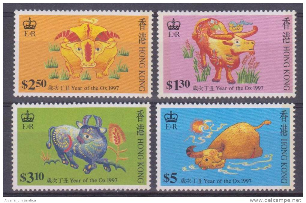 HONG KONG  Lote 4 Sellos Nuevos The Year Of The Ox-El Año Del Buey        S-863 - Otros & Sin Clasificación