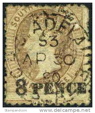 South Australia #71b Used 8p Grey Brown Victoria From 1880 - Usados