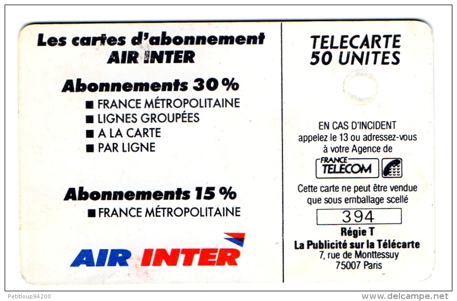 TELECARTE    AIR INTER 1  (D 216) - Phonecards: Private Use