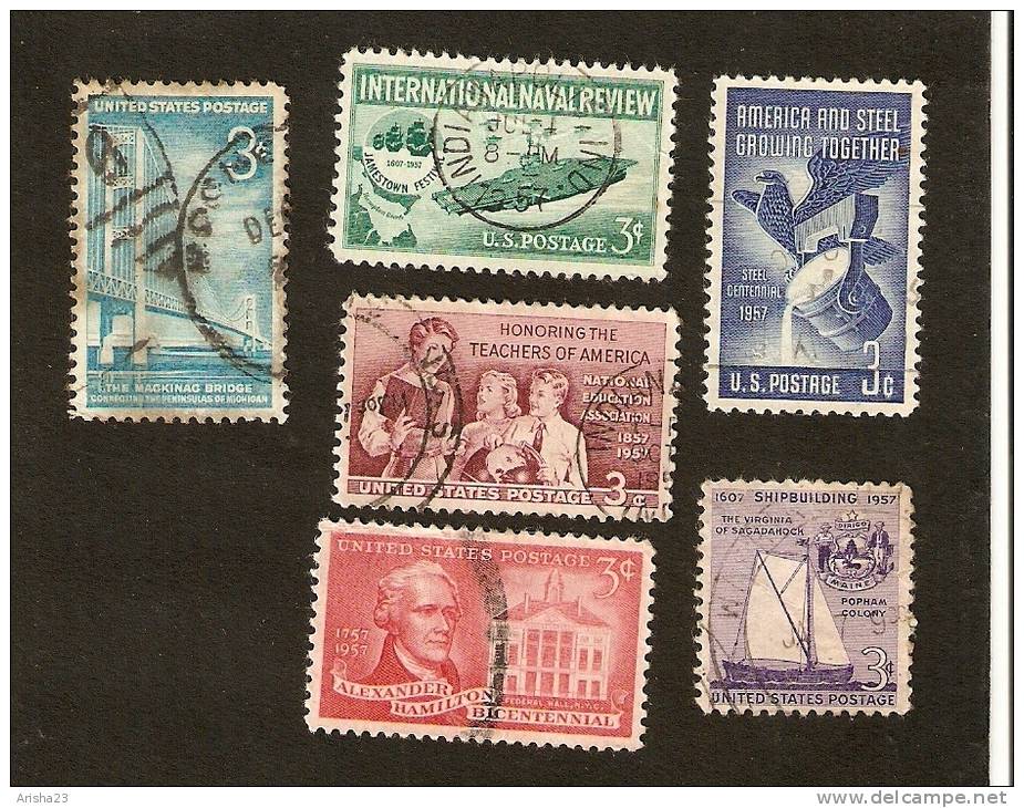 Z7-5. Unites States, Lot - 1957 1958 - Steel - Jamestown Festival - Bridge - Teachers Education - Shipbuilding Hamilton - Collections