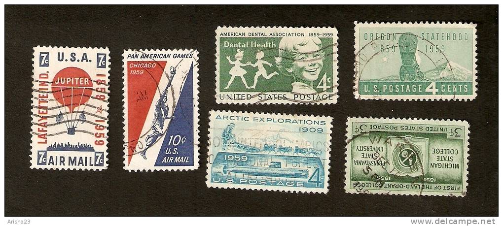 Z4-7. Unites States, Lot - 1959 - Oregon Stahehood - Artic Explorations - College - Dental Health - Chicago Jupiter - Collections