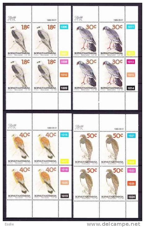 Bophuthatswana - 1989 - Birds Of Prey - Control Blocks Complete Set - Bophuthatswana