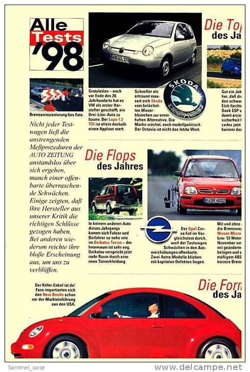 Auto  Zeitung  26 / 1998  Mit :  Test / Fahrberichte : New Beetle , Land Rover Freelander 1.8i  -  Usw. - Automobile & Transport