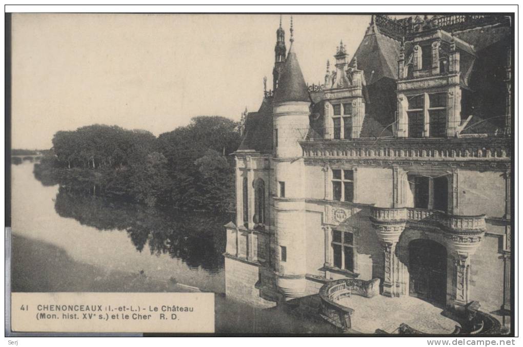 CHENONCEAUX -- Le Château Et Le Cher . Old Postcard . France . - Chenonceaux