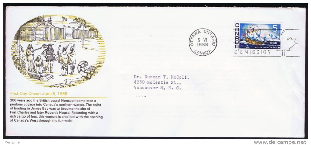 1968  Voyage Of The Nonsuch  Sc 482  Schering  English    Text Cachet  Insert - 1961-1970