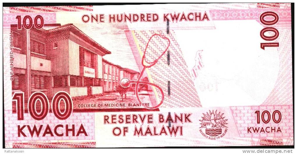 MALAWI P59 100 KWACHA  2012 #AA Signature 11 FIRST DATE FIRST PREFIX !    UNC. - Malawi