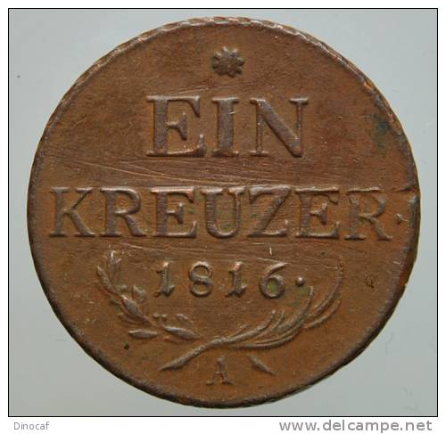 AUSTRIA FRANZ II KREUZER 1816 WIEN AQUILA CORONA STEMMA SCHEIDEMUENZE, 27 Mm, - Altri & Non Classificati