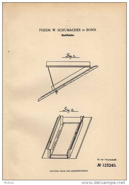 Original Patentschrift - Dachfenster , Dach , 1900 , F. Schumacher In Bonn , Dachdecker , Fenster !!! - Architectuur