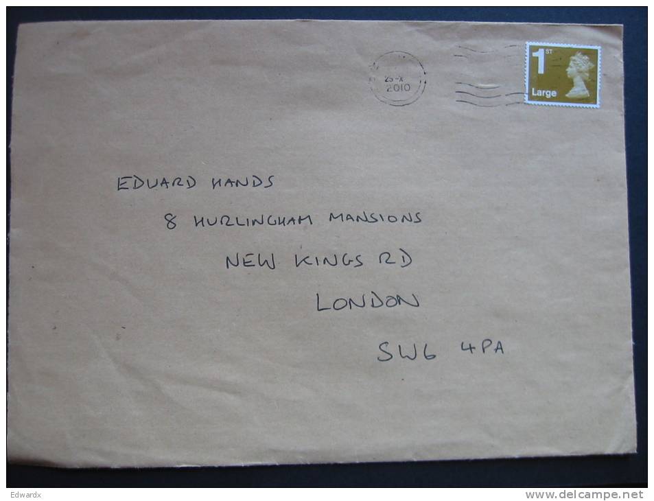 Great Britain GB 2010 Commercial Cover Lettre Brief  To England  1st Gold Security Machin - Cartas
