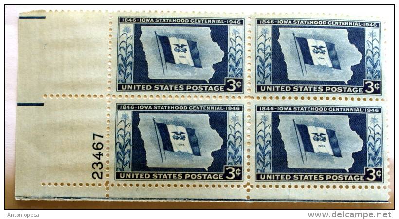 USA 1946 - IOWA CENTENNIAL  BLOCK  MNH** - ...-1940