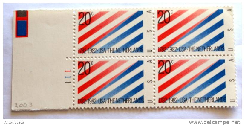 USA 1982 -USA THE NETHERLANDS  BLOCK  MNH** - 2. 1941-80