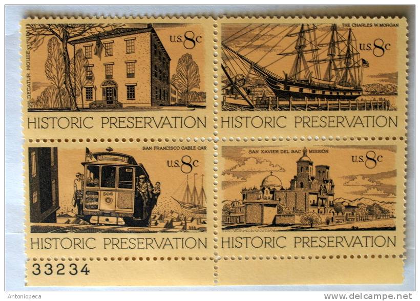 USA 1971 - HISTORIC PRESERVETION BLOCK  MNH** - 1941-80