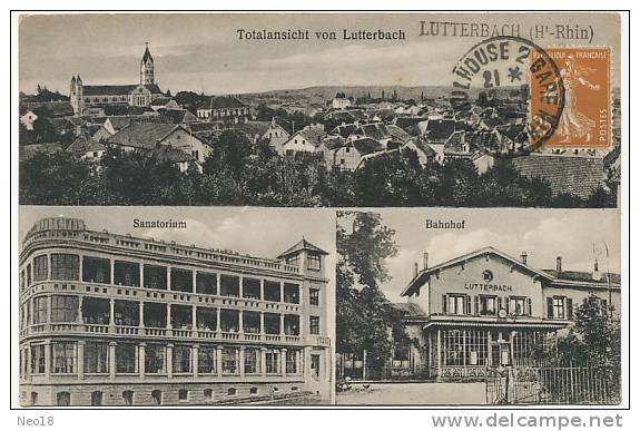 Lutterbach Totalansicht , Sanatorium, Bahnhof Gare J. Kuntz Suls Gebweiler - Other & Unclassified