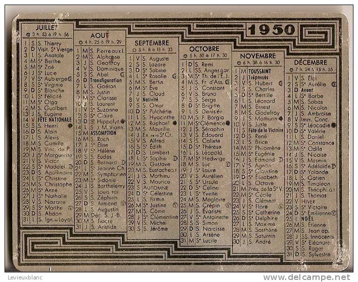 Calendrier De Poche /En Feuille D´aluminium/1950     CAL63 - Sonstige & Ohne Zuordnung