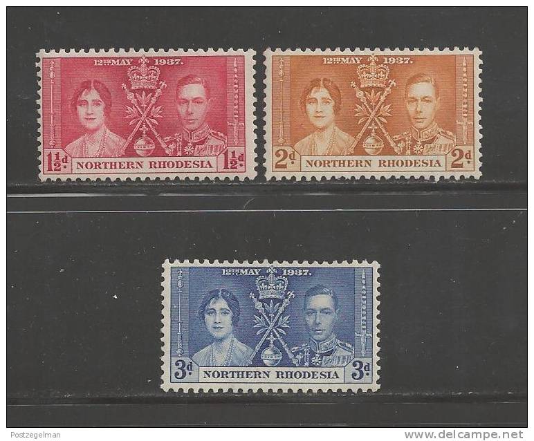 NORTH RHODESIA 1937 Omnibus Coronation Complete Serie Nrs. SG 127-129 - Zambia (1965-...)