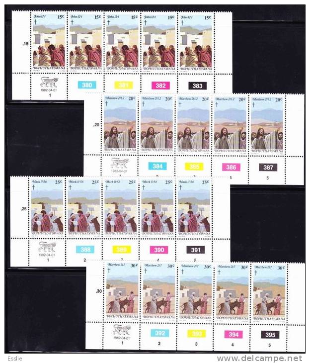 Bophuthatswana - 1982 - Easter Stamps - Control Blocks Full Set - Easter
