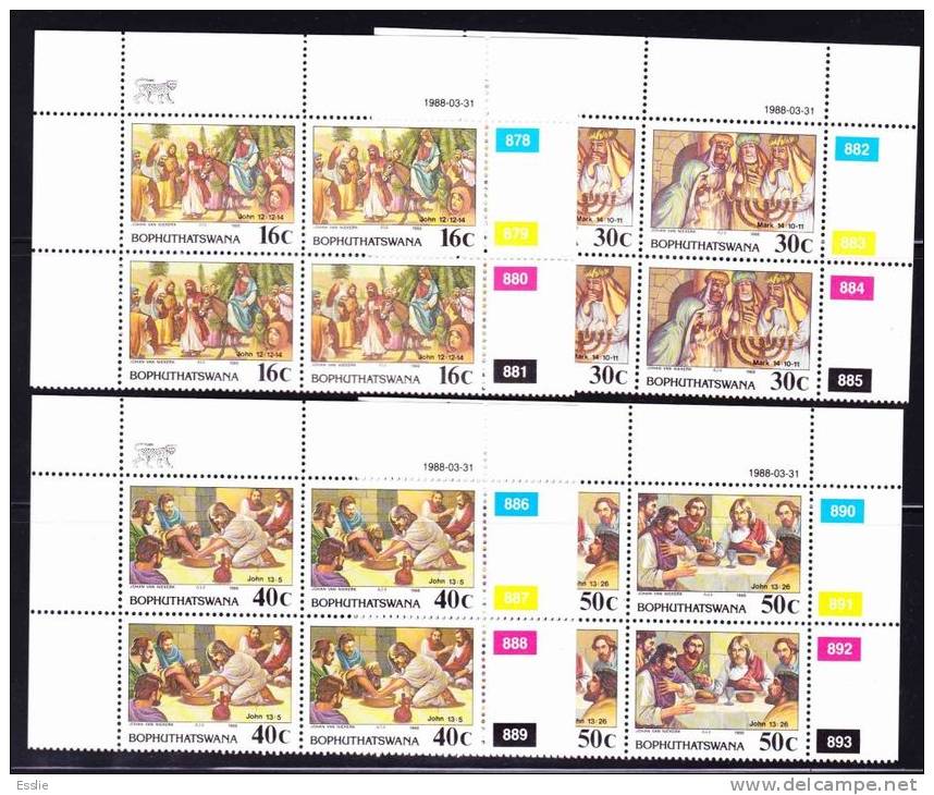 Bophuthatswana - 1988 - Easter Stamps - Control Blocks Full Set - Bophuthatswana