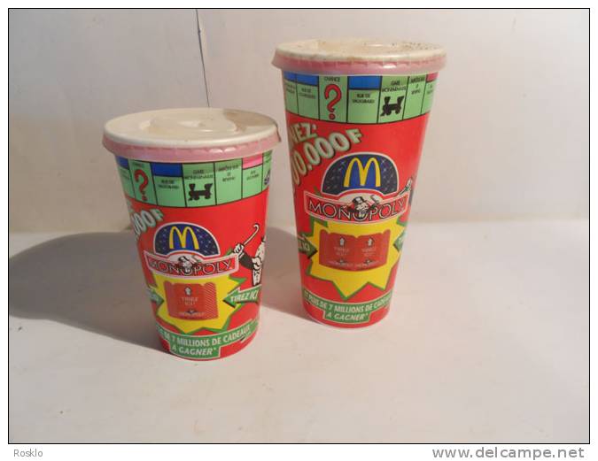 MAC DONALD / MONOPOLY 1997 / 2 GOBELETS NON PAS JOUER - McDonald's