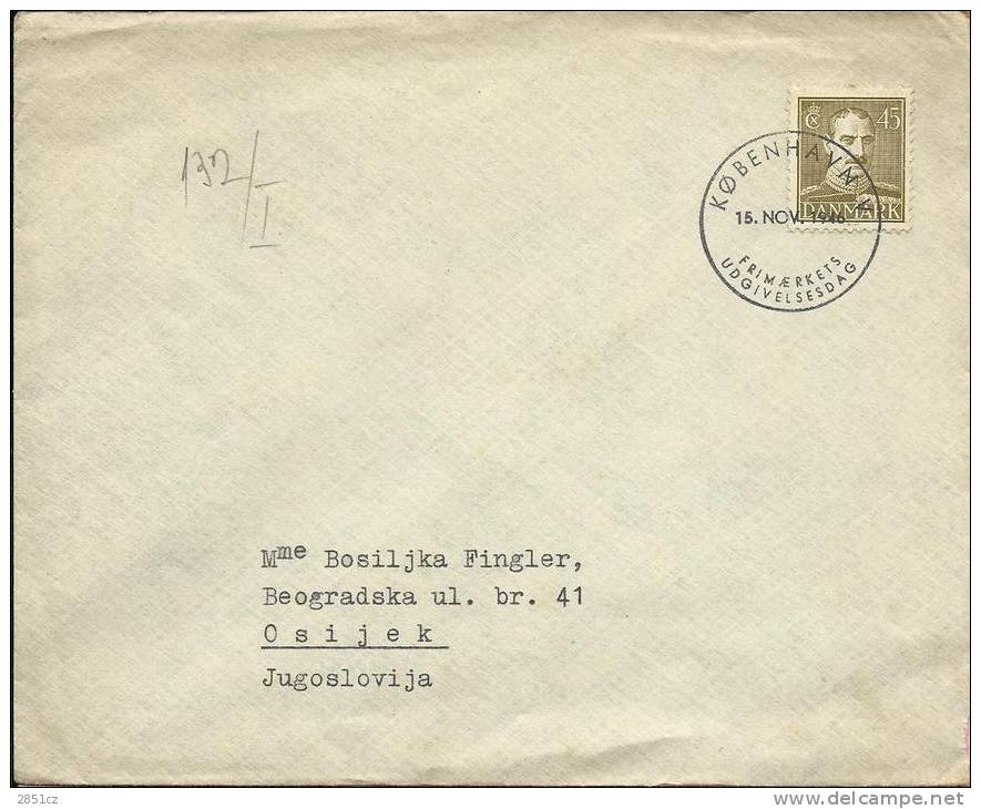 DANMARK - YUGOSLAVIA, 15.11.1946. (postmark On Osijek, Yugoslavia 28.11.1946.), Cover - Cartes-maximum (CM)