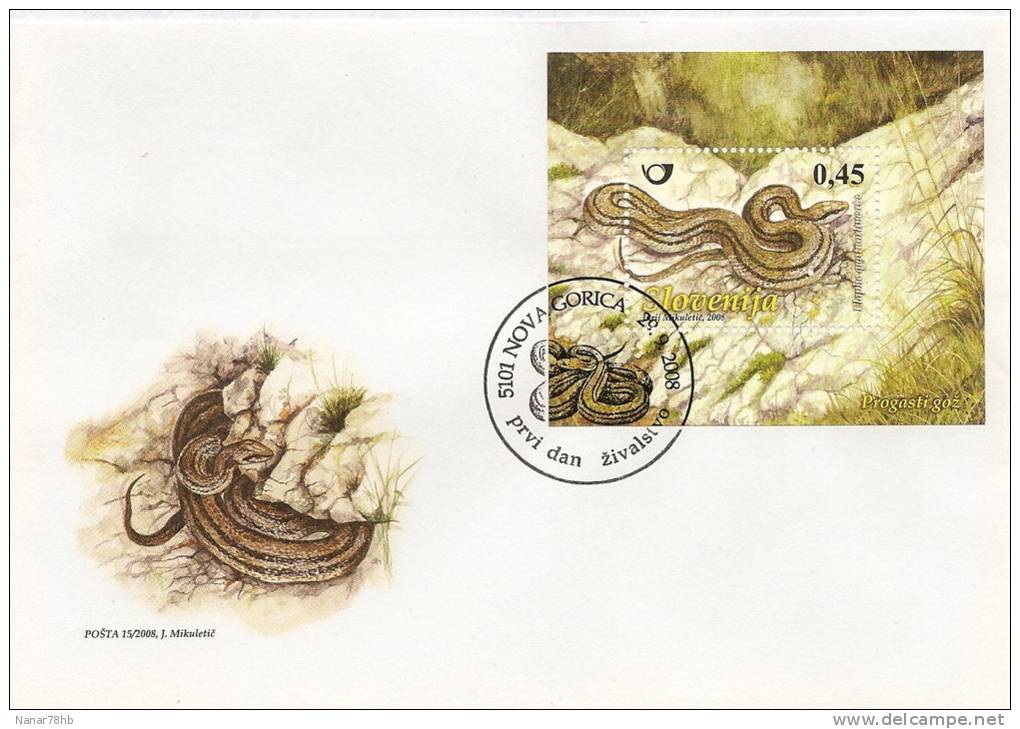 Fdc De Slovénie (serpent,animaux,faune) - Serpents