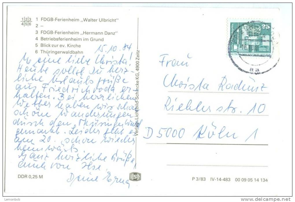Germany, Friedrichroda I. J Hur, 1984 Used Real Photo Postcard [10726] - Friedrichroda
