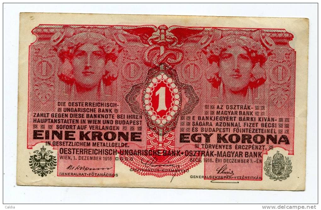 Autriche Hongrie Roumanie 1 Kronen 1916 AUNC-  Without Overprint RARE - Autriche