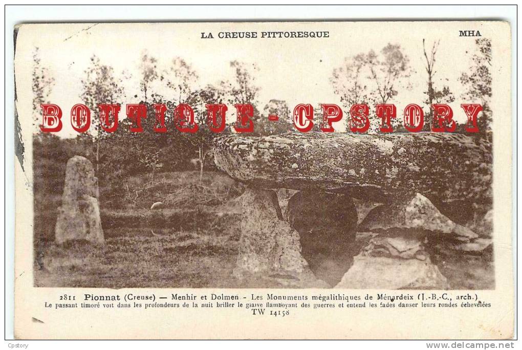 MENHIRS & DOLMEN - Le Monument Mégalithique De Menardeix - Dos Scané - Dolmen & Menhirs