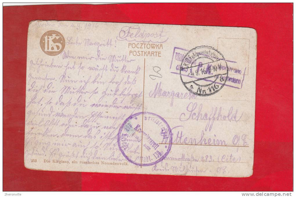 CPA - Die Kirgisen , Ein Russiches Nomadenvolk - écrite De Grodno - Krieglazarett Cachet Allemand - Russie Poilu 1916 - Kirghizistan