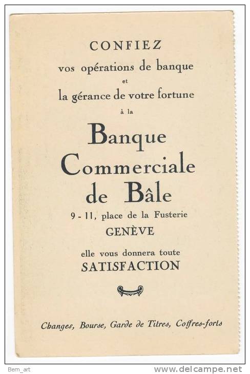 Pub Format CPA  Vive La Vieille République De Genève Souscrivez 5 1/2% Banque Commerciale De Bâle Edit: Atar GE - Banca & Assicurazione